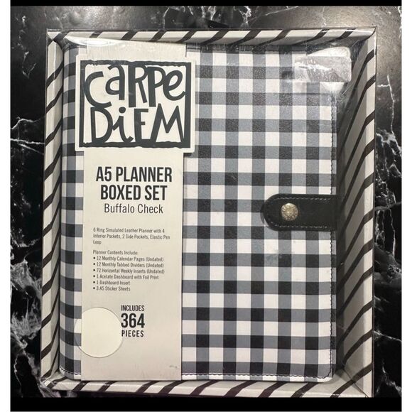 carpe diem buffalo plaid boxed planner set undated hello today NEW in box - Picture 9 of 11